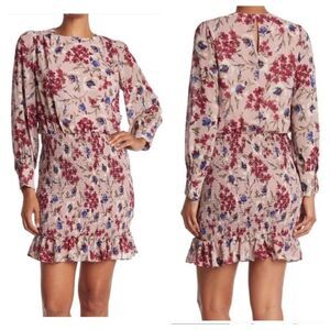 Melloday Pink Floral Smocked Skirt Dress MEDIUM NWT